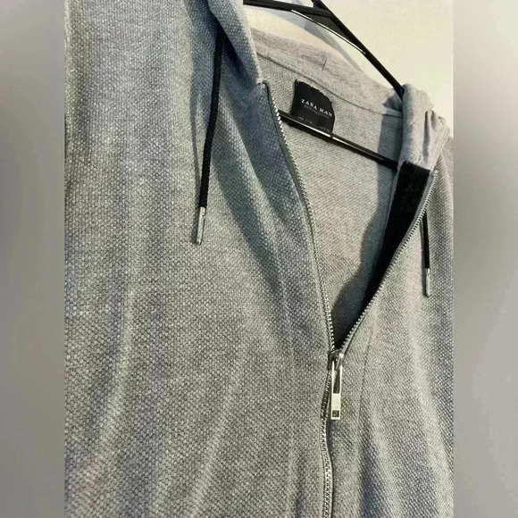 Zara Man Basic Collection Gray Full Zip Up Hoodie Mens Size Small - Picture 3 of 6